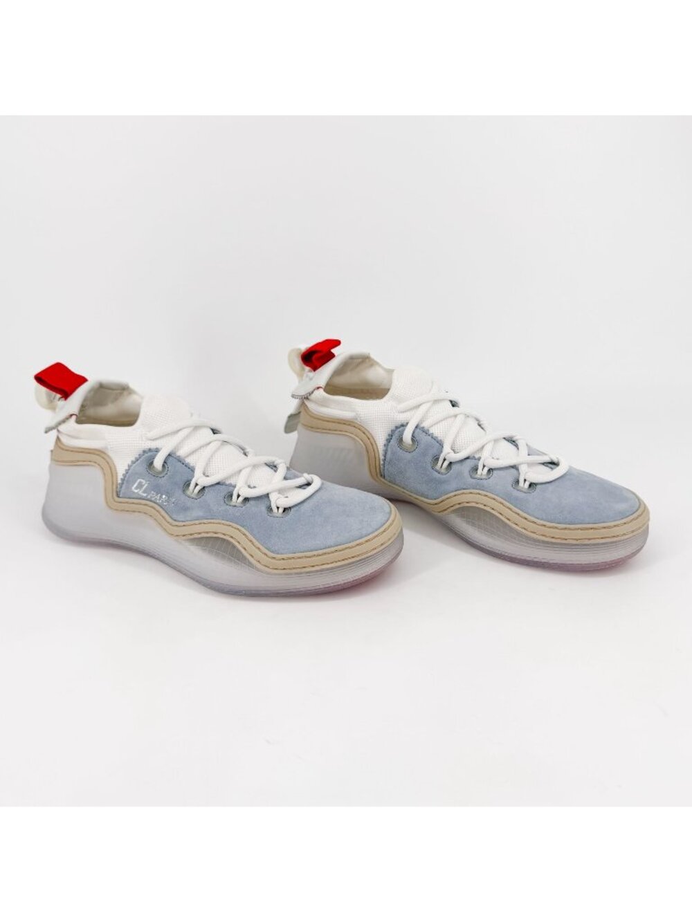 Christian Louboutin Arpoador Light Blue Suede Sock Sneakers Size 39 US 9 Women's